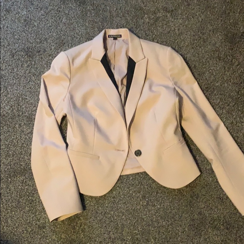 Express light pink & black blazer.